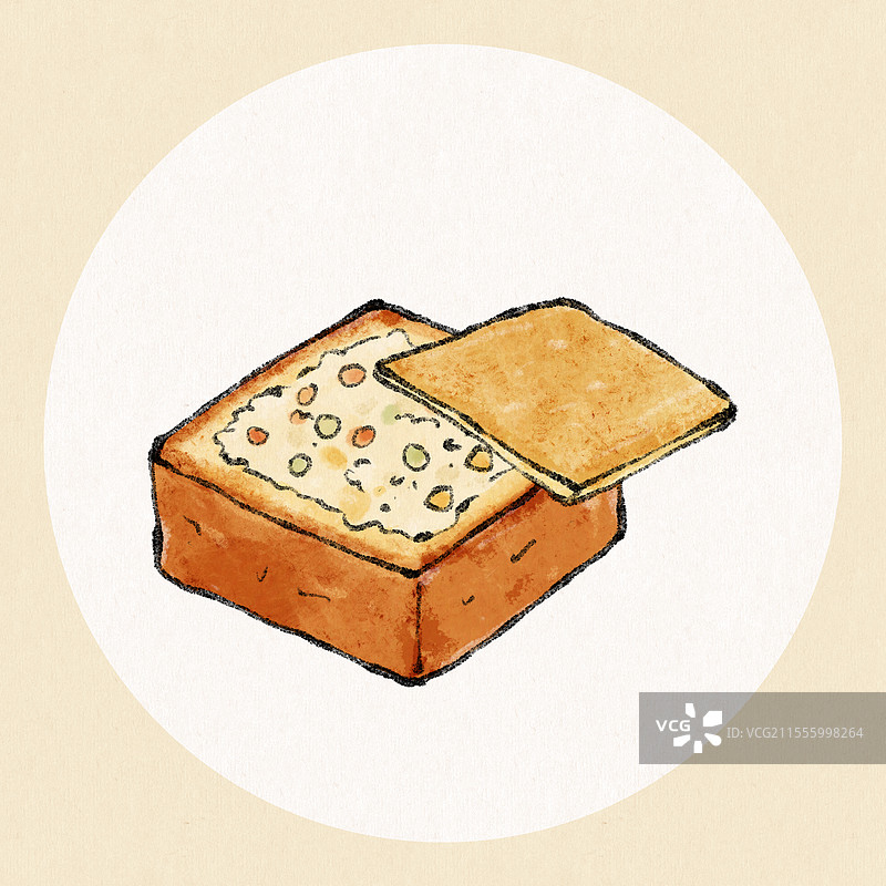 台湾美食国风插画-棺材板图片素材