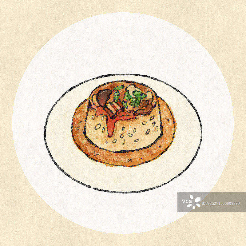 台湾美食国风插画-筒仔米糕图片素材