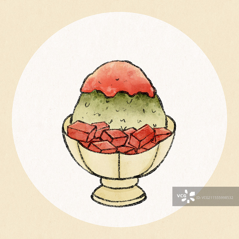 台湾美食国风插画-西瓜剉冰图片素材