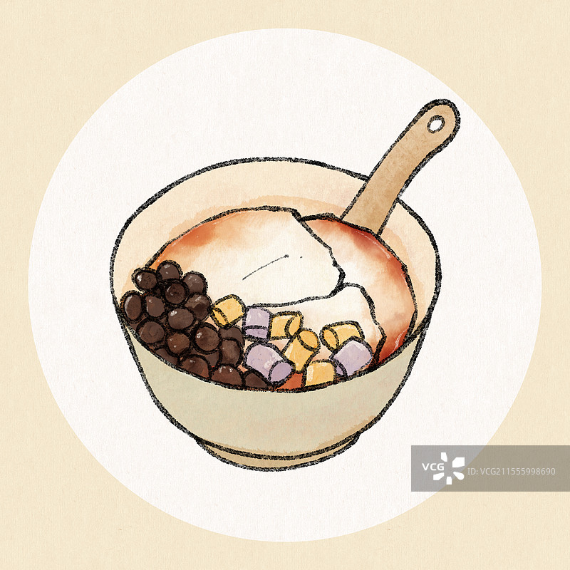 台湾美食国风插画-豆花图片素材