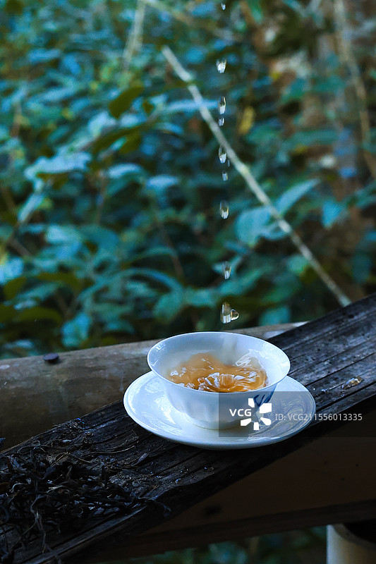 一杯普洱茶在西双版纳的勐海县拍摄的普洱茶图片素材