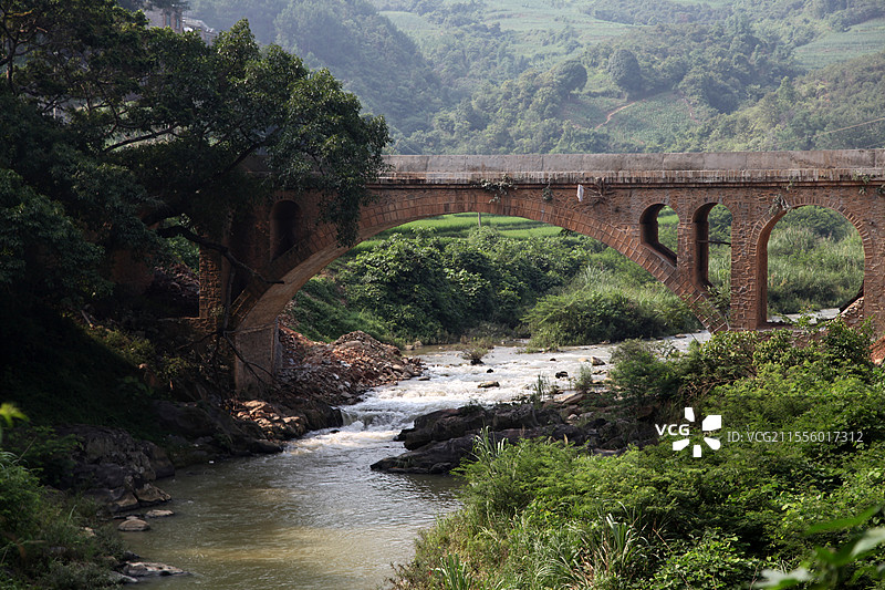 广西百色市右江区龙川镇小桥流水图片素材