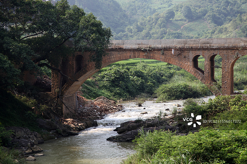 广西百色市右江区龙川镇小桥流水图片素材