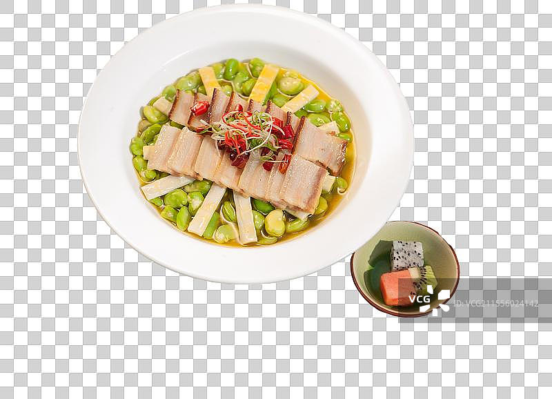 咸肉蒸蚕豆图片素材