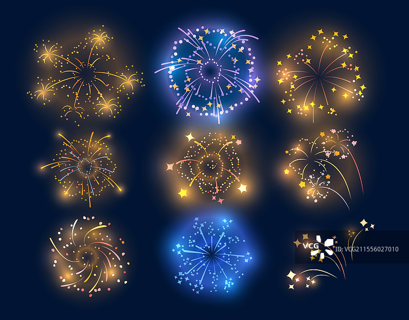 烟花以散落的形式绽放图片素材