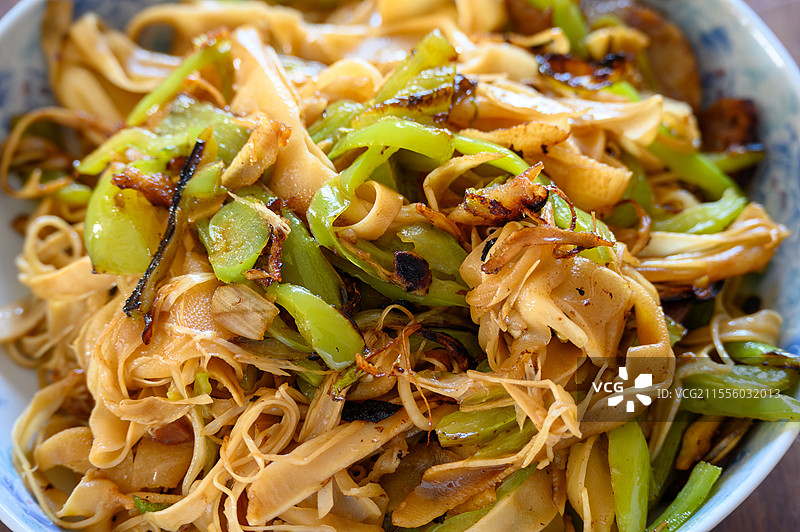 尖椒炒笋丝家常菜静物特写图片素材