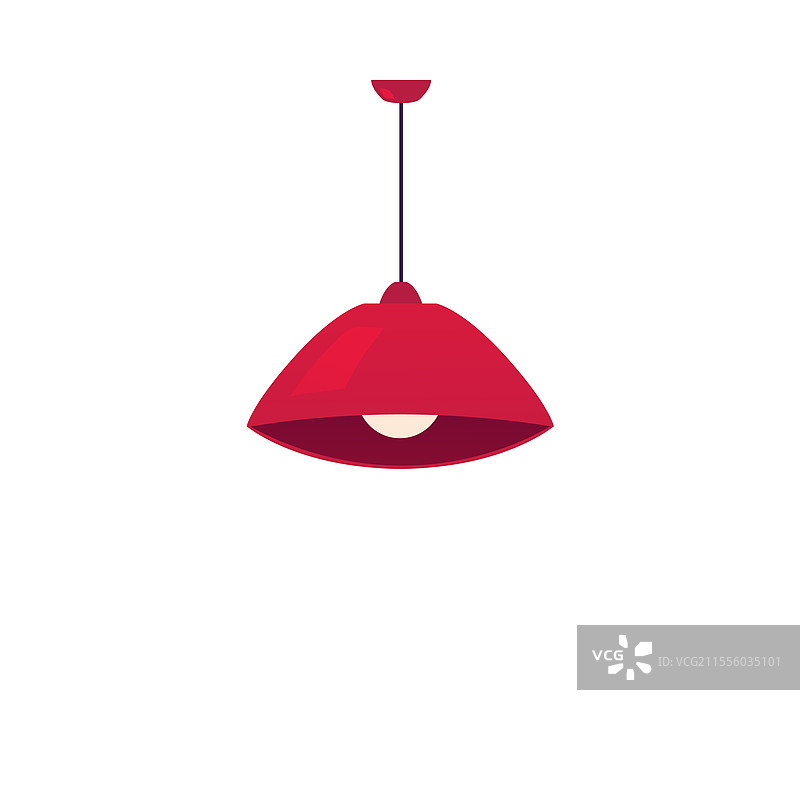 红色灯罩悬挂灯平面图标图片素材