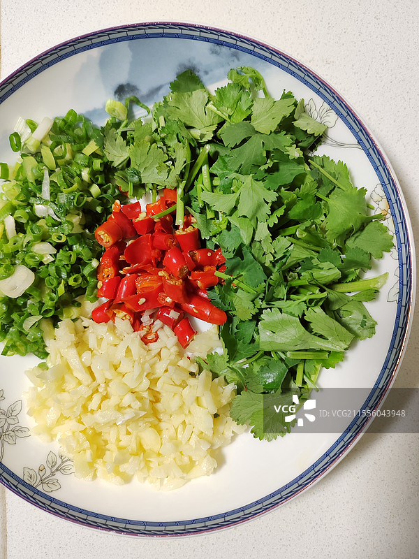 佐料（葱花、香菜、蒜蓉、小米辣）图片素材