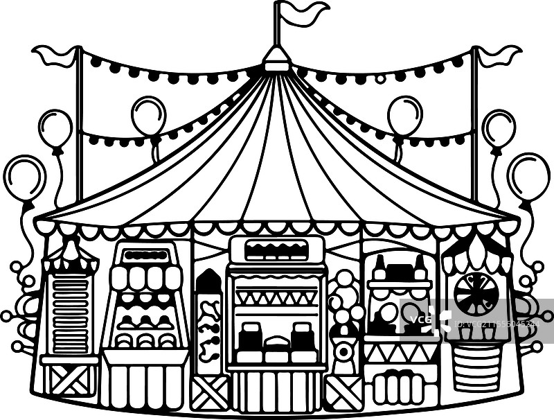 大型嘉年华帐篷内满是游戏和气球图片素材