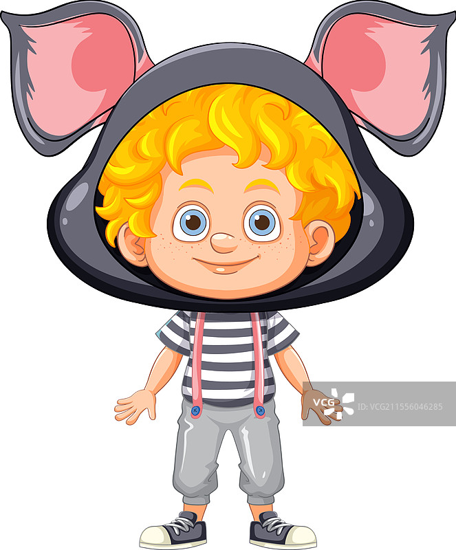 穿着老鼠主题服装的快乐孩子图片素材