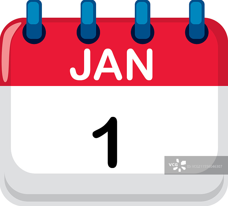 色彩斑斓的日历显示一月一日的日期图片素材