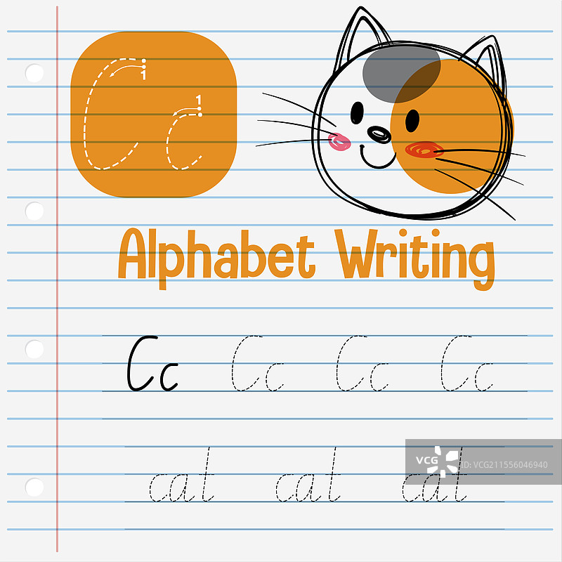 学习字母C与可爱的猫咪画作图片素材