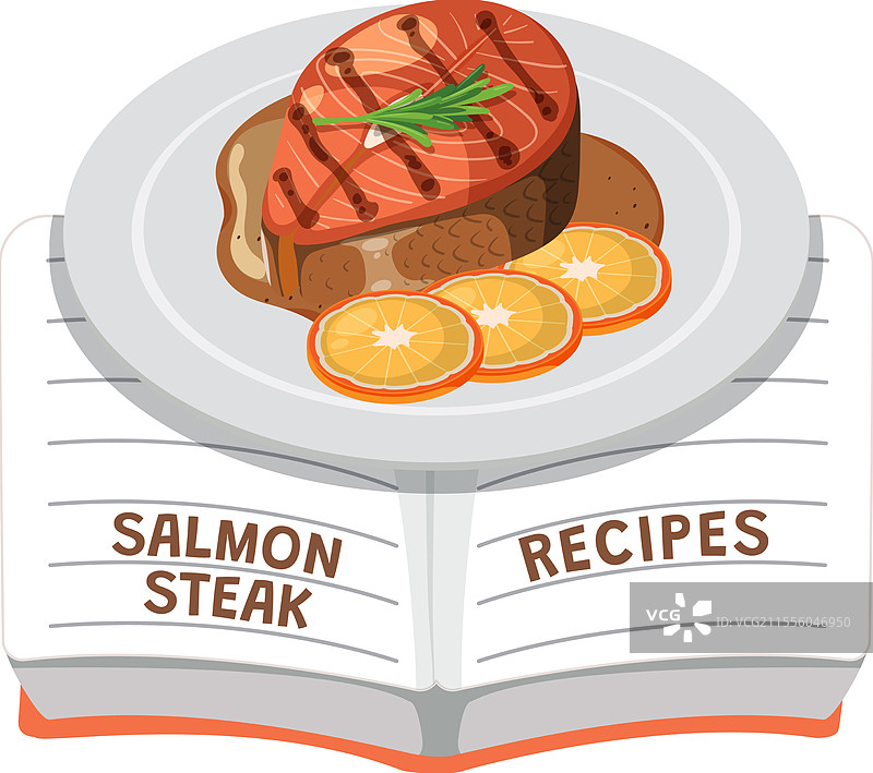 柠檬装饰的三文鱼排图片素材