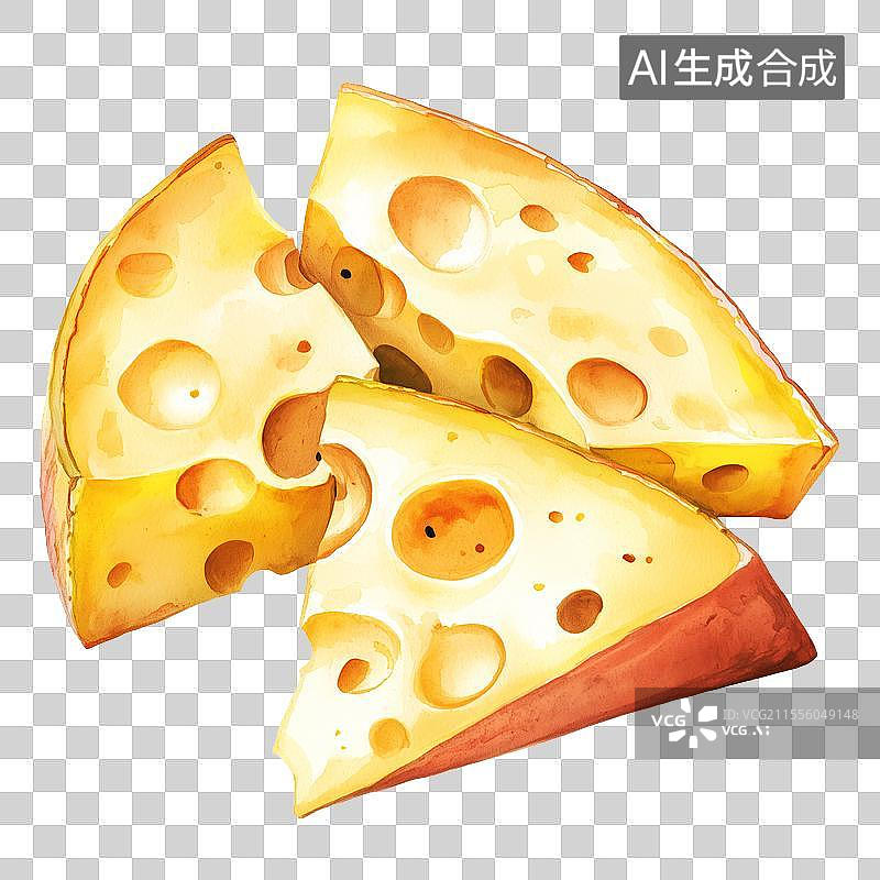【AI数字艺术】手绘水彩奶酪块图片素材