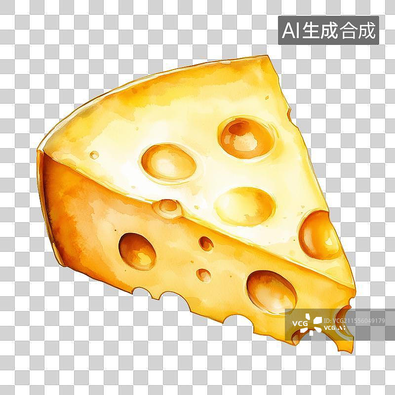 【AI数字艺术】手绘水彩奶酪块图片素材