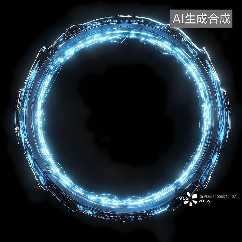 【AI数字艺术】科技感电弧光圈图片素材