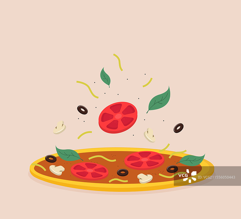 意大利披萨的平面图图片素材