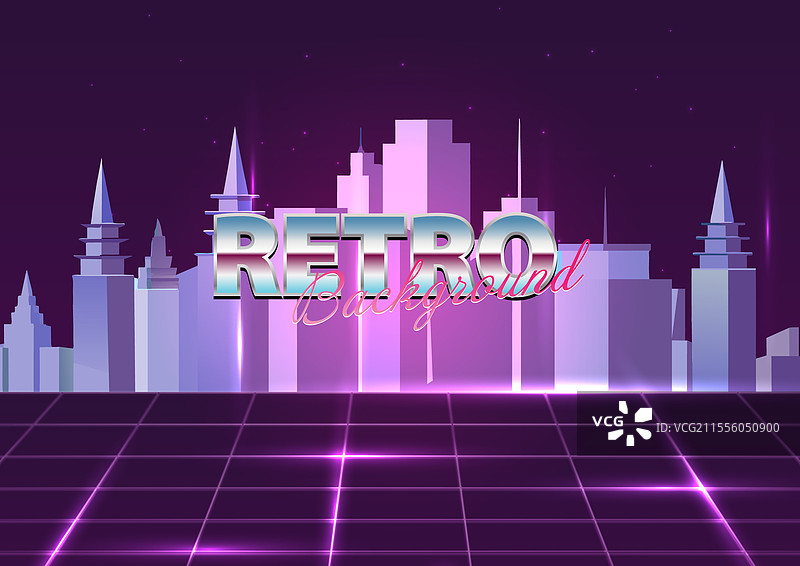 复古未来主义80年代风格科幻背景图片素材