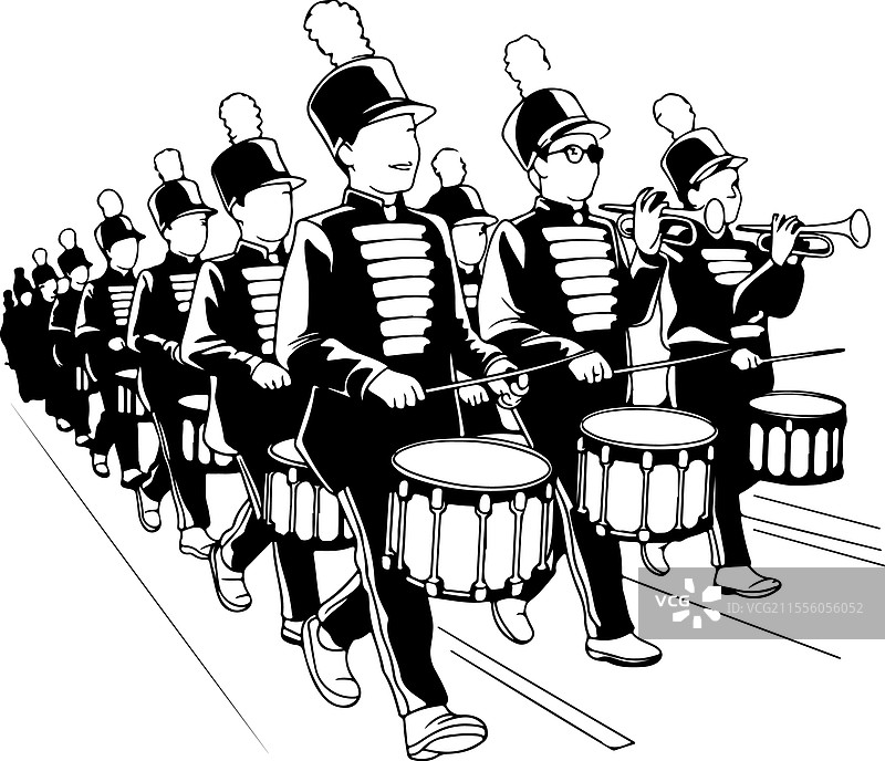 小型行进乐队，鼓手和小号手图片素材