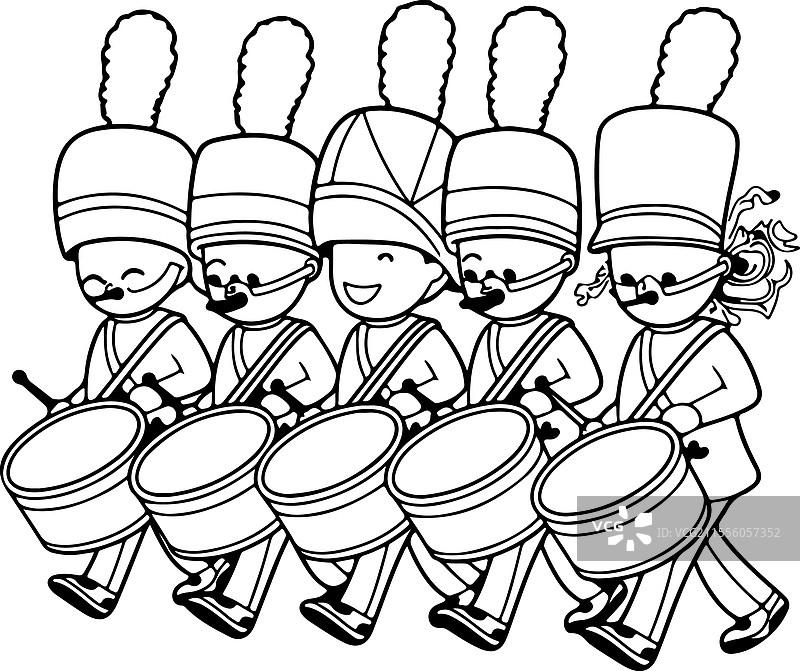 小型行进乐队，鼓手和小号手图片素材