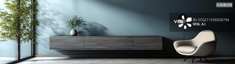 【AI数字艺术】现代极简风格客厅设计图图片素材