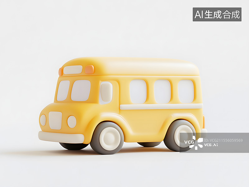 【AI数字艺术】开学季校车巴士的3d渲染图片素材
