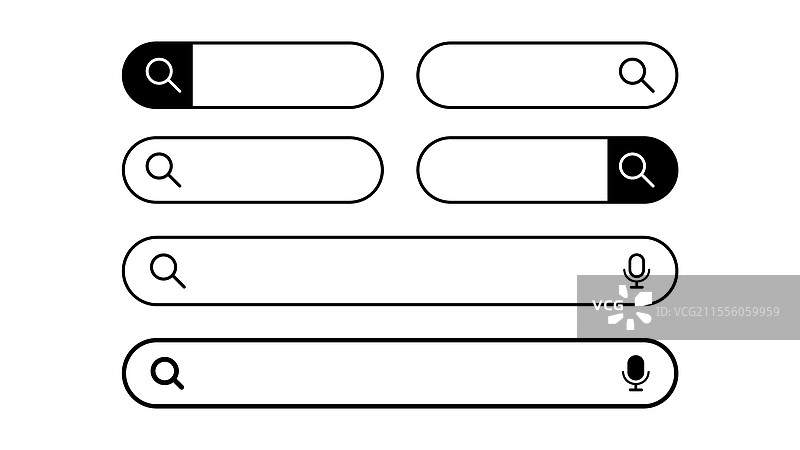 极简设计的搜索栏图标集，用于用户界面图片素材