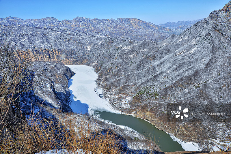 鹿皮关长城春雪图片素材