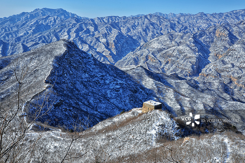 鹿皮关长城春雪图片素材