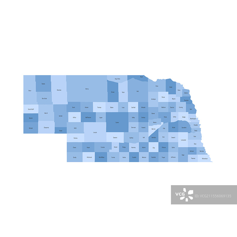 内布拉斯加州的行政地图图片素材