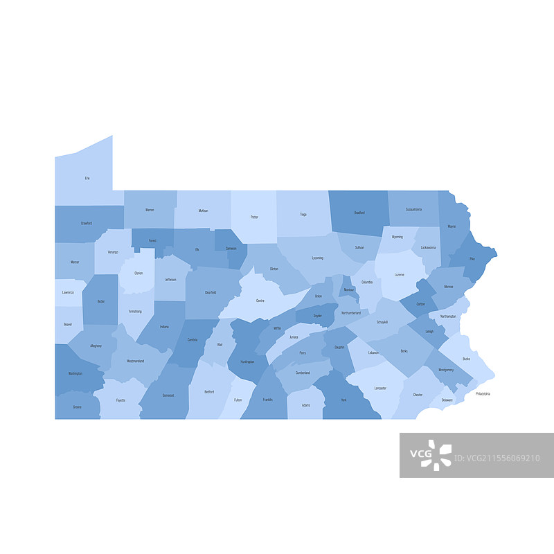 宾夕法尼亚州的行政地图图片素材