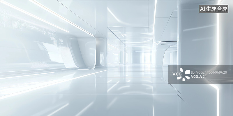 【AI数字艺术】未来极简科技空间图片素材
