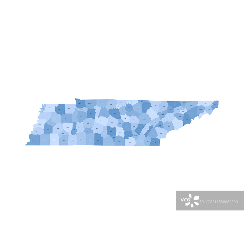 田纳西州行政地图图片素材