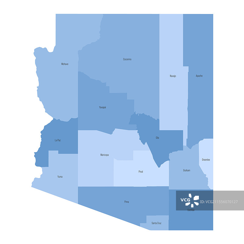 亚利桑那州行政地图图片素材