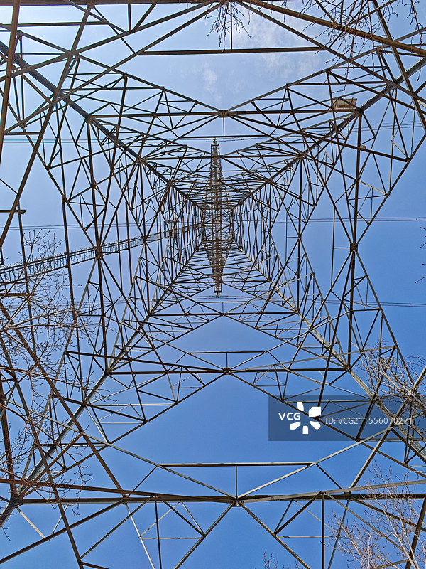 高压送电、铁塔、仰视输电塔，能源图片素材