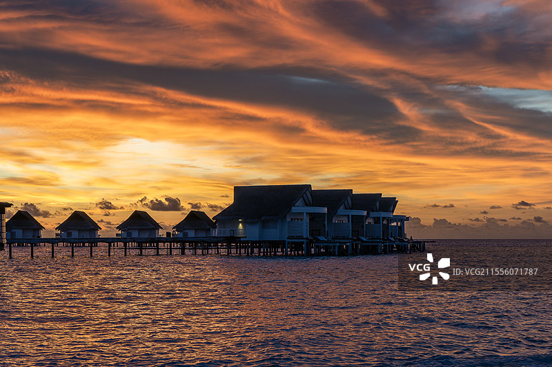 马尔代夫日出日落时的天空图片素材