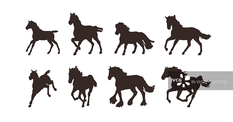 奔跑的马匹剪影系列图片素材