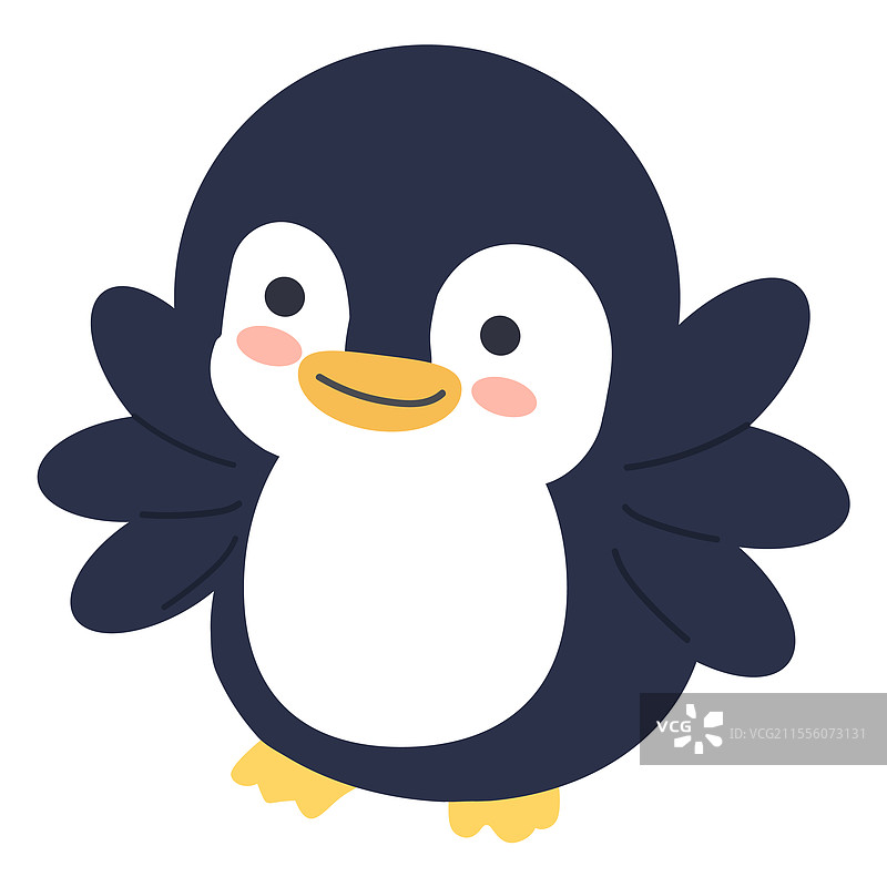 快乐的小鸟企鹅假装在飞翔图片素材