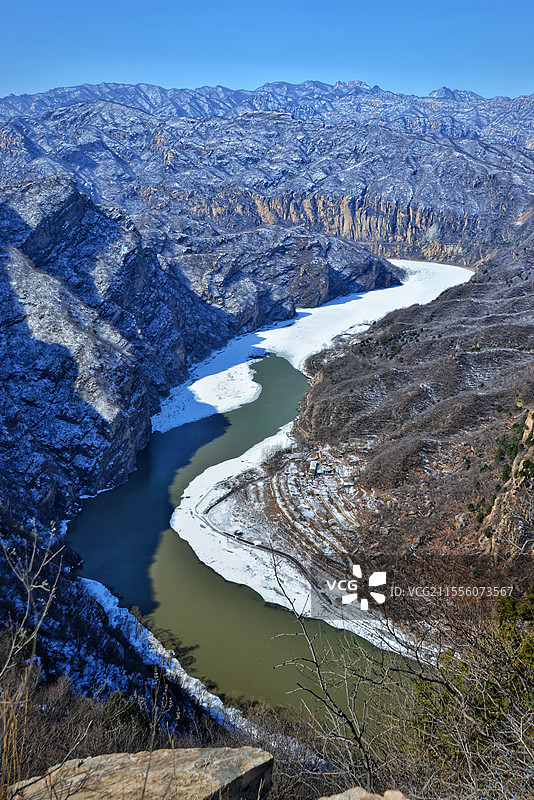 鹿皮关长城春雪图片素材