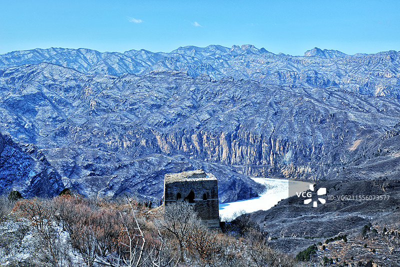 鹿皮关长城春雪图片素材