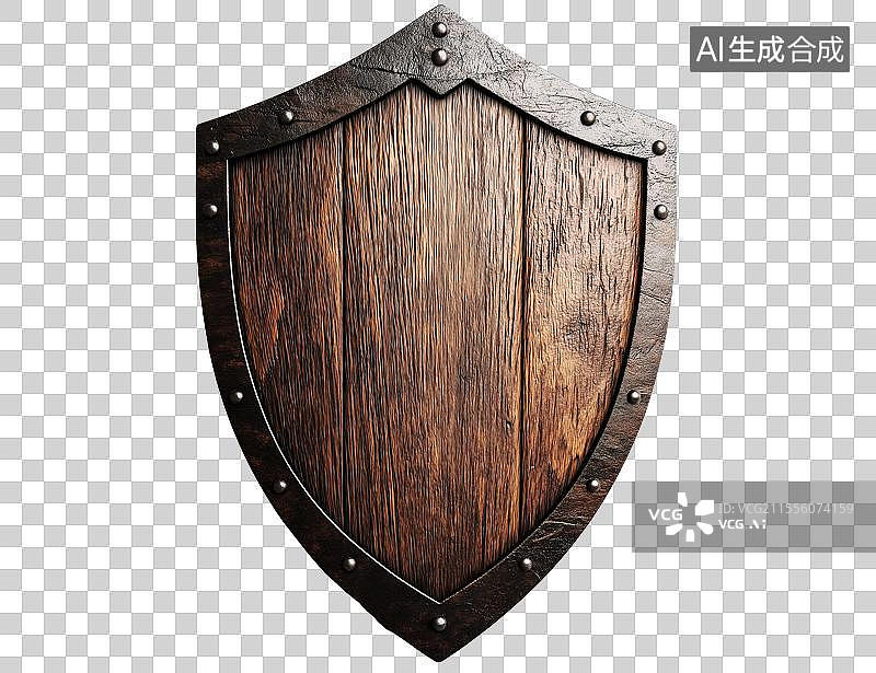 【AI数字艺术】木制复古盾牌图标图片素材