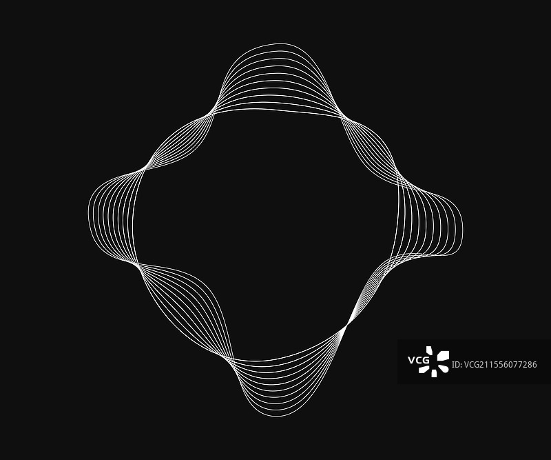 圆形曲线框架，带有动态波浪条纹图片素材