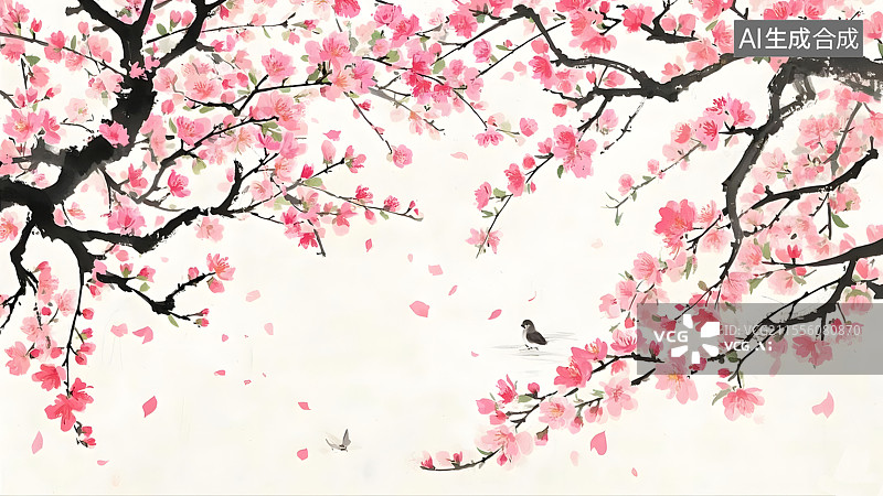 【AI数字艺术】春天盛开的桃花图片素材