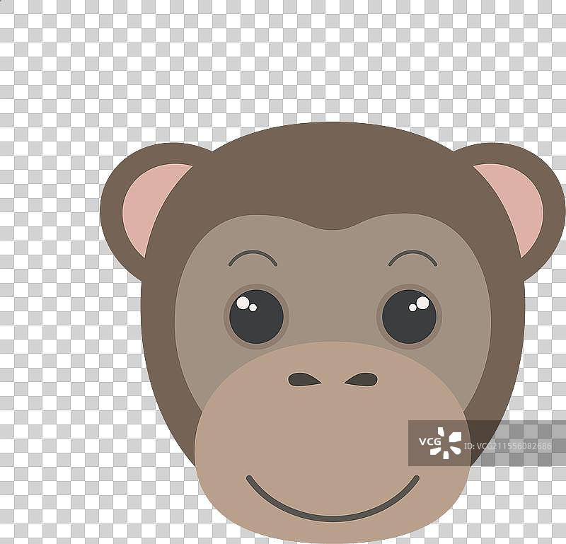 可爱的猴子面孔，热带雨林漫画肖像图片素材