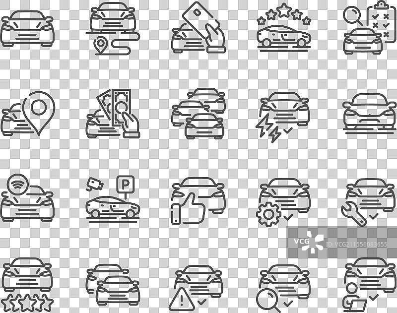 汽车线条图标，自动运输，车辆评审图片素材