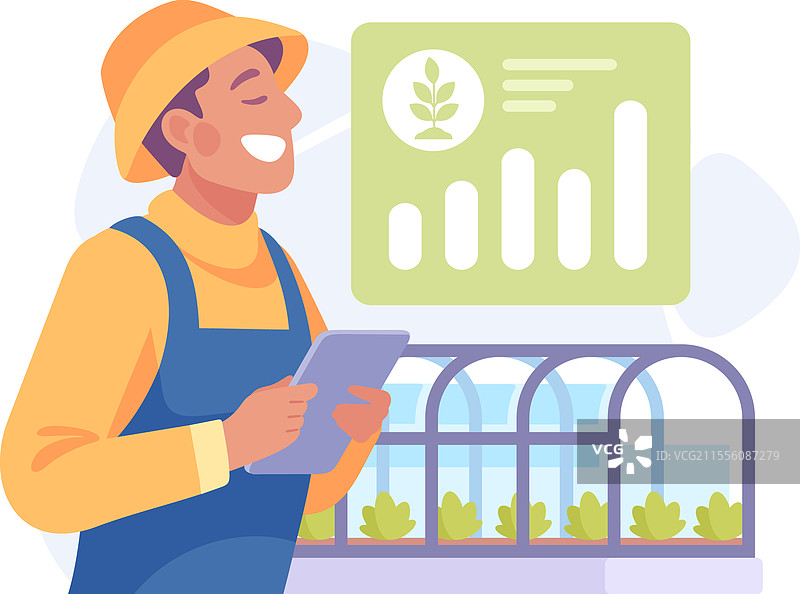 使用平板电脑的男农民与农业科技图片素材
