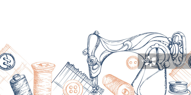 复古缝纫工艺用品图片素材