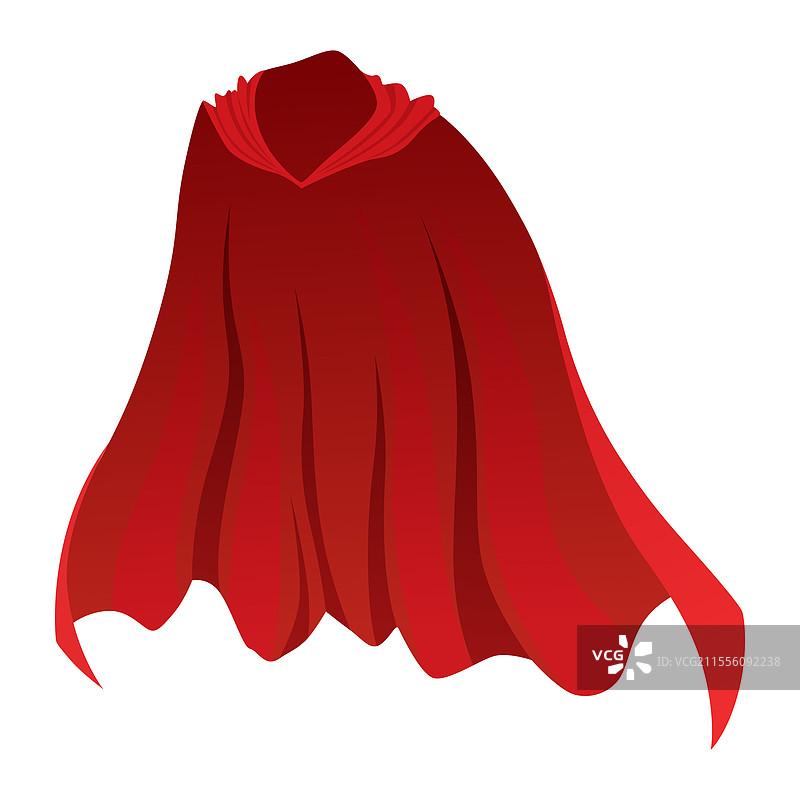 红色斗篷超级英雄正面视图，鲜红色面料图片素材
