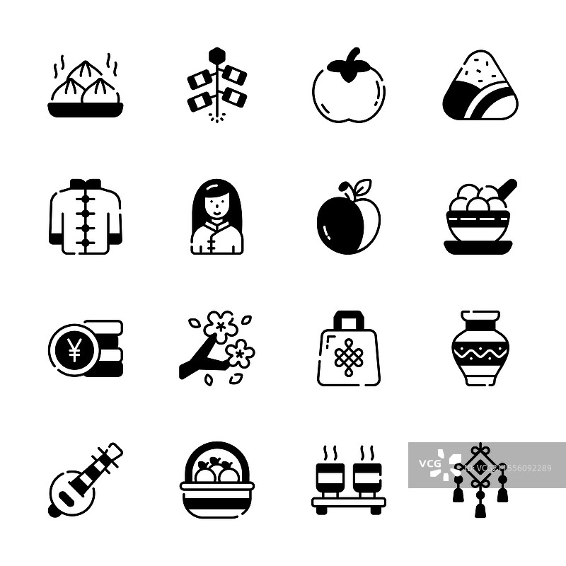 简单的春节符号集合图片素材