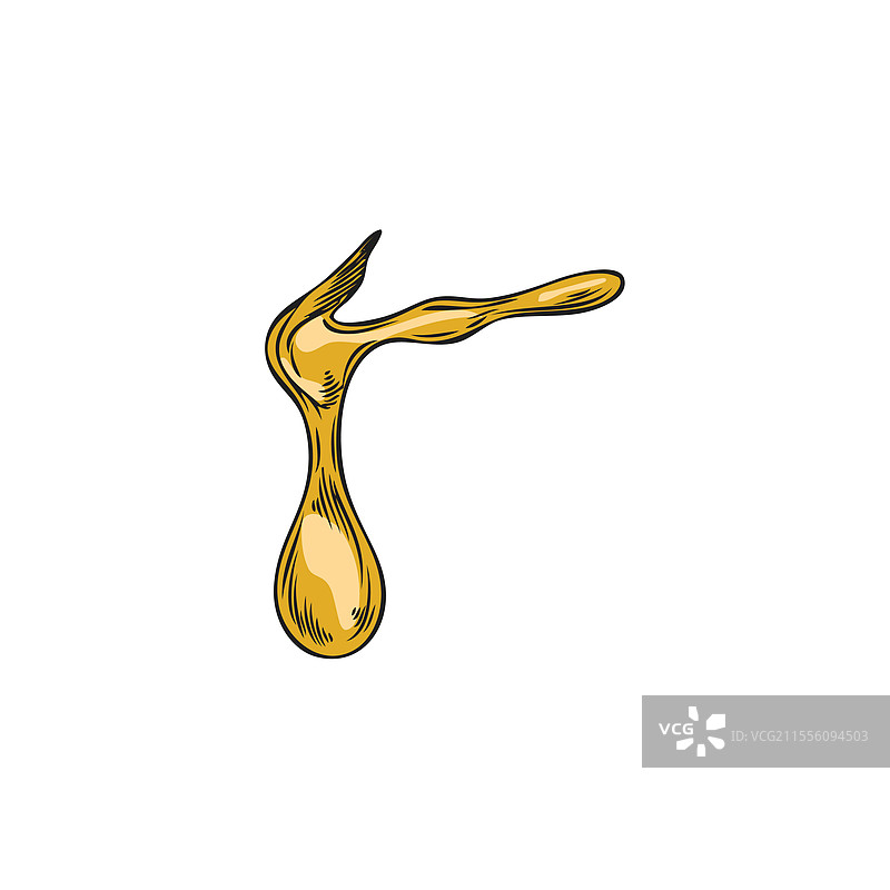 金色油滴下落的液态油素描图片素材